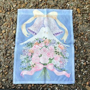 Wedding Bells, Live Birds Dove Floral Garden Flag Married